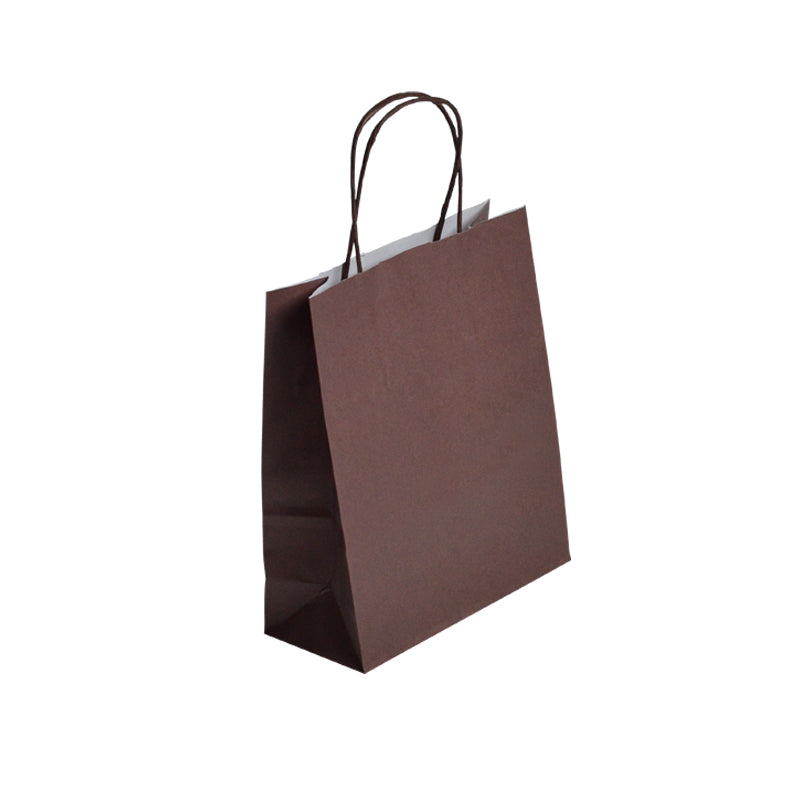 Sac FESTIVAL CHOCOLAT | kraft blanc | poignées torsadées | 23+12x30cm | par 250