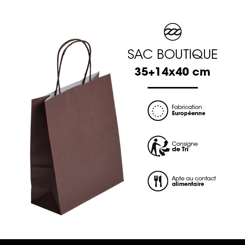 CHOCOLATE Festival Bag | white kraft | twisted handles | 35+14x40cm | 250 per bag