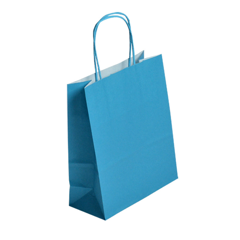 Sac FESTIVAL TURQUOISE | kraft blanc | poignées torsadées | 35+14x40cm | par 250