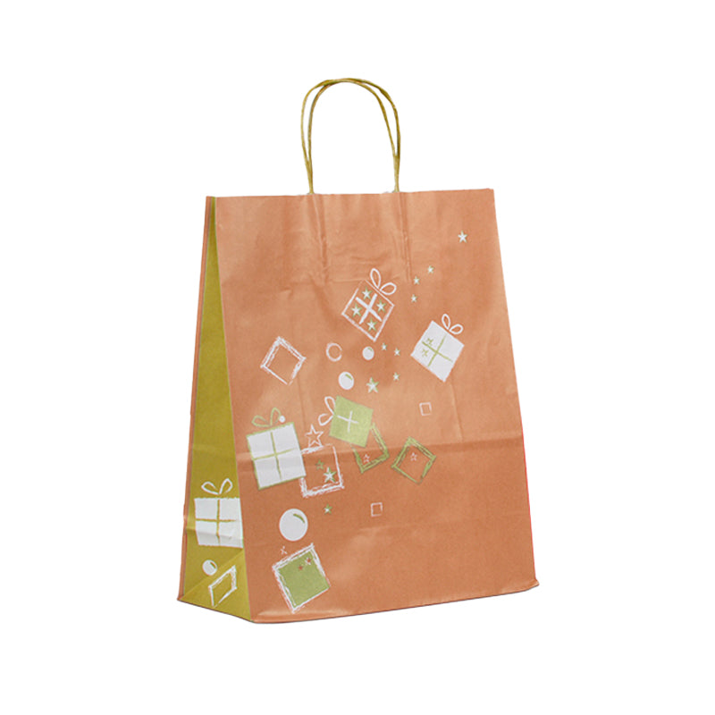 Sac Kdo en Fête | kraft blanc | poignées torsadées | 26+12x32cm | par 250