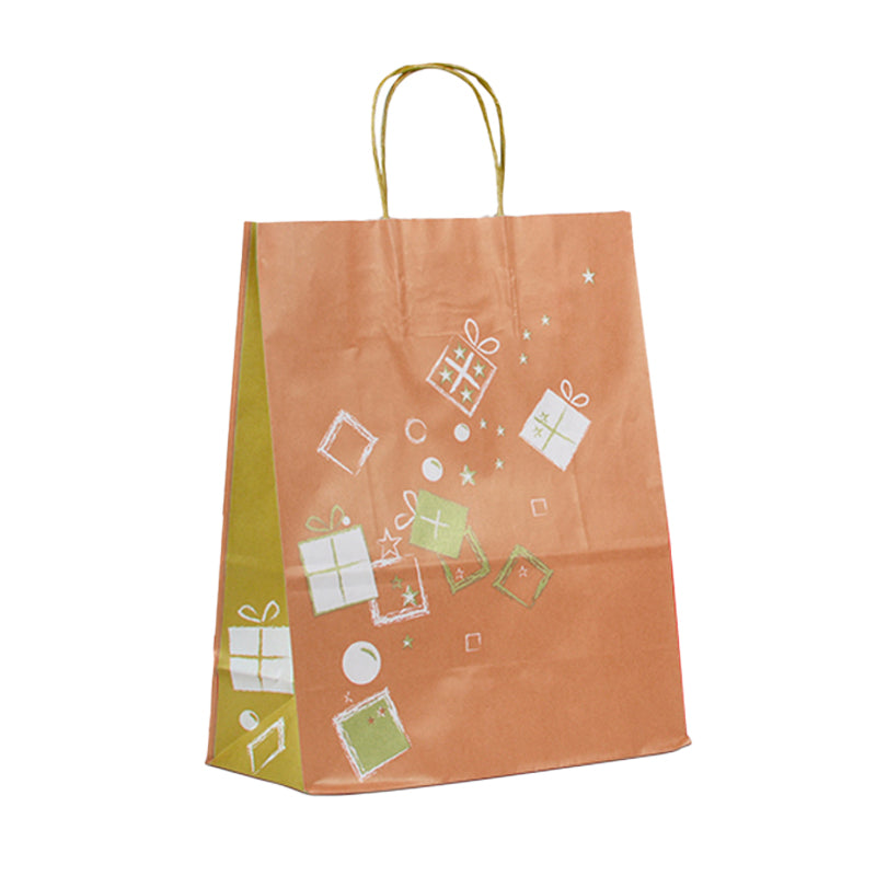 Sac Kdo en Fête | kraft blanc | poignées torsadées | 35+14x41cm | par 250