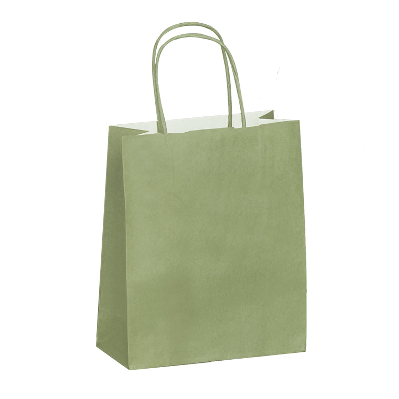 Sac FESTIVAL VERT | kraft blanc | poignées torsadées | 35+14x40cm | par 250