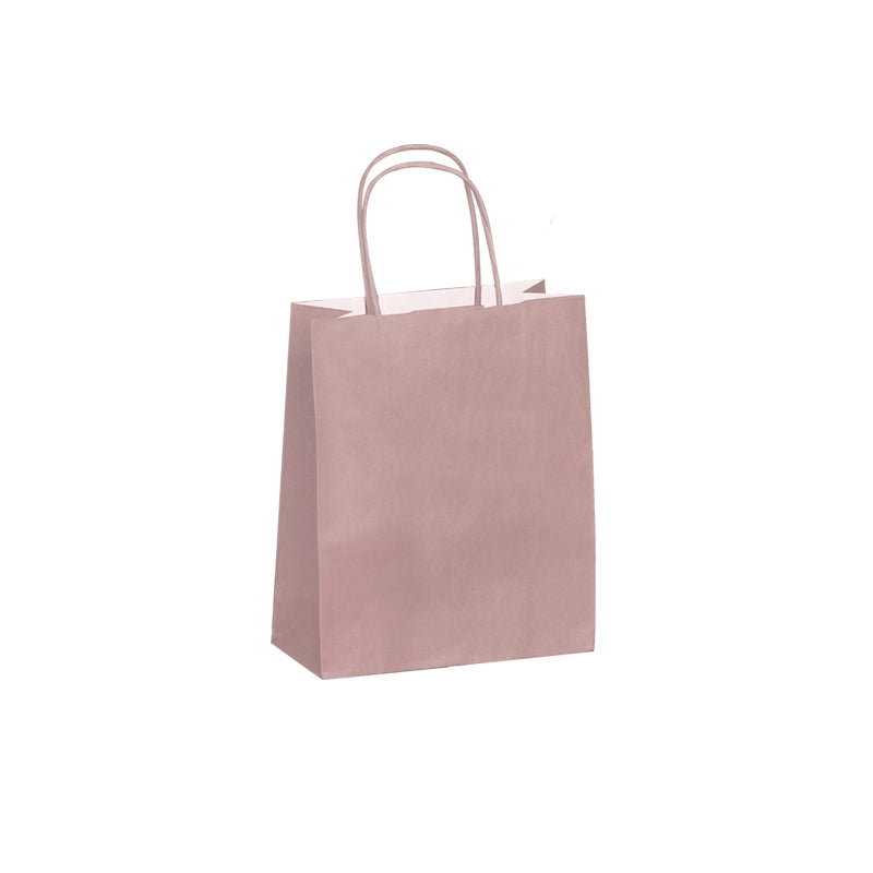 Sac FESTIVAL ROSE POUDRE | kraft blanc | poignées torsadées | 18+8x22cm | par 300