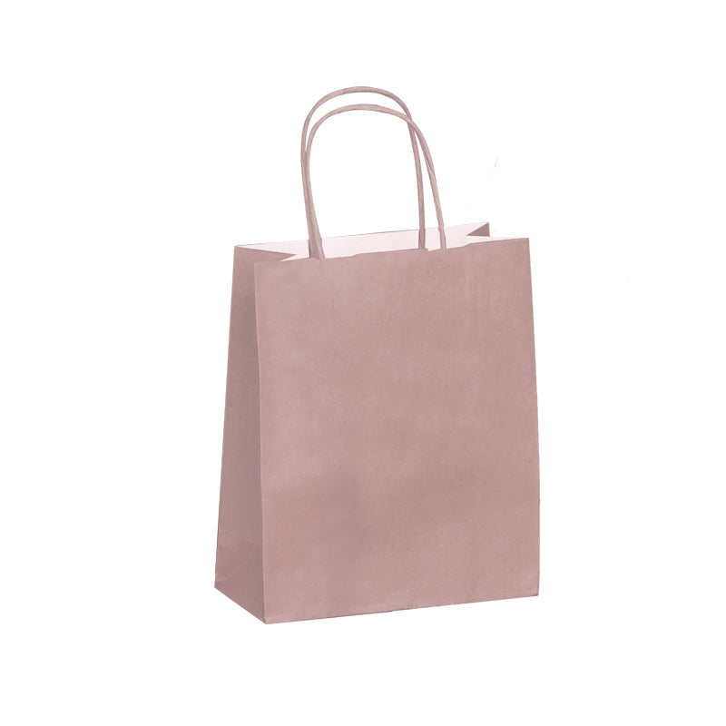 Sac FESTIVAL ROSE | kraft blanc | poignées torsadées | 23+12x30cm | par 250