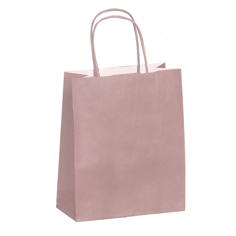 Sac FESTIVAL ROSE | kraft blanc | poignées torsadées | 35+14x40cm | par 250
