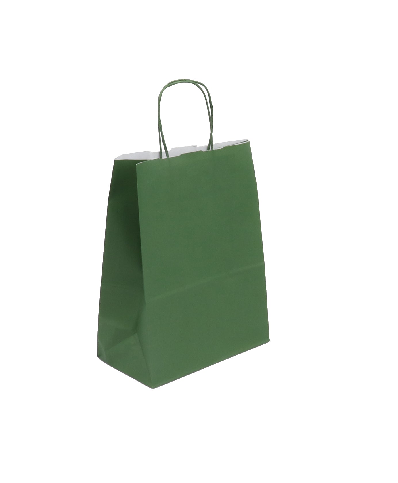 Sac FESTIVAL VERT FORÊT | kraft blanc | poignées torsadées | 23+12x30cm | par 250