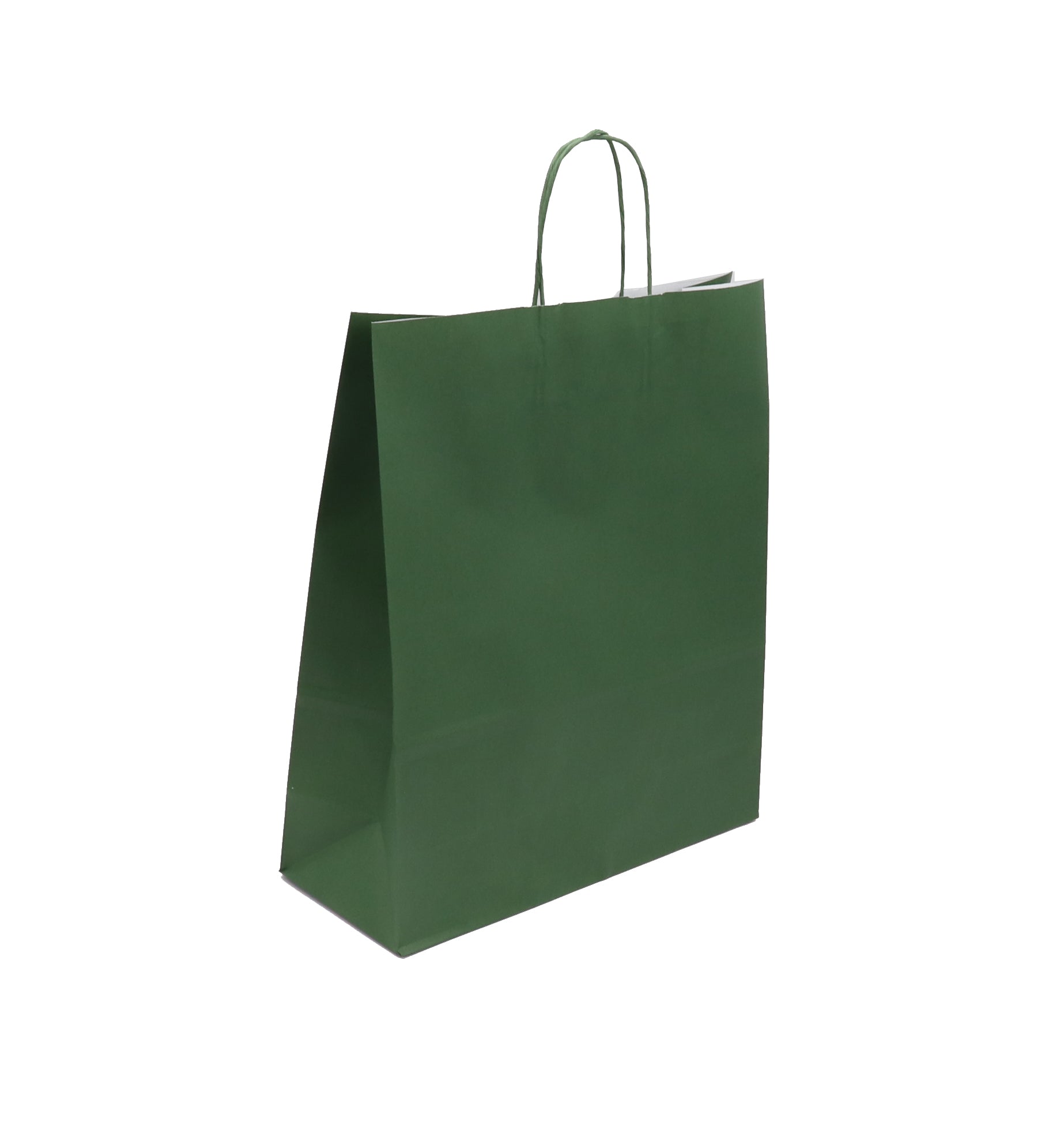 Sac FESTIVAL VERT | kraft blanc | poignées torsadées | 35+14x40cm | par 250
