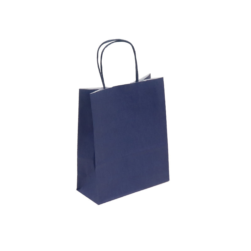 Sac FESTIVAL BLEU | kraft blanc | poignées torsadées | 18+8x22cm | par 300