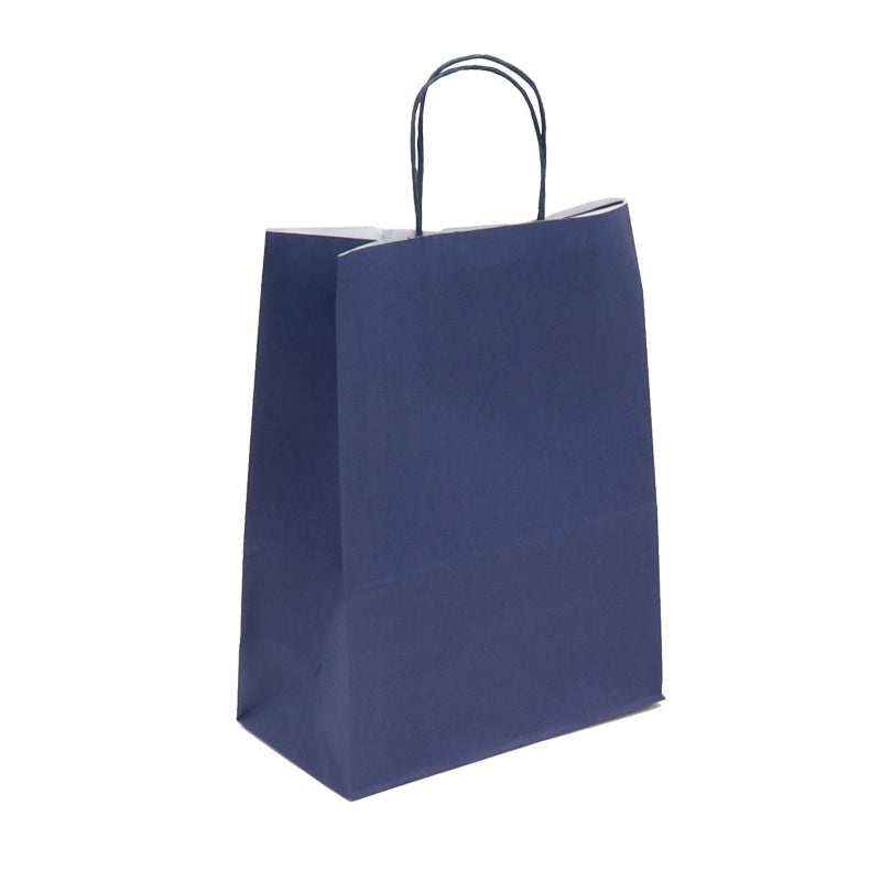 Sac FESTIVAL BLEU | kraft blanc | poignées torsadées | 23+12x30cm | par 250