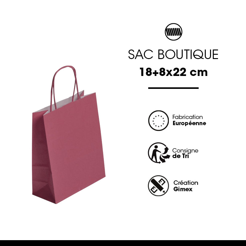 Sac Festival LIE DE VIN|kraft blanc| poignées torsadées | 18+8x22cm | par 300