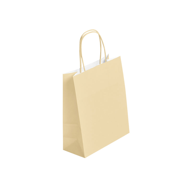 Sac FESTIVAL IVOIRE | kraft blanc | poignées torsadées | 18+8x22cm | par 300