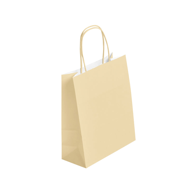 Sac FESTIVAL IVOIRE | kraft blanc | poignées torsadées | 23+12x30cm | par 250