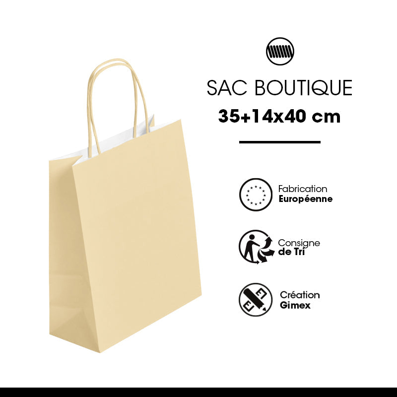 IVORY FESTIVAL bag | white kraft | twisted handles | 35+14x40cm | 250 per bag