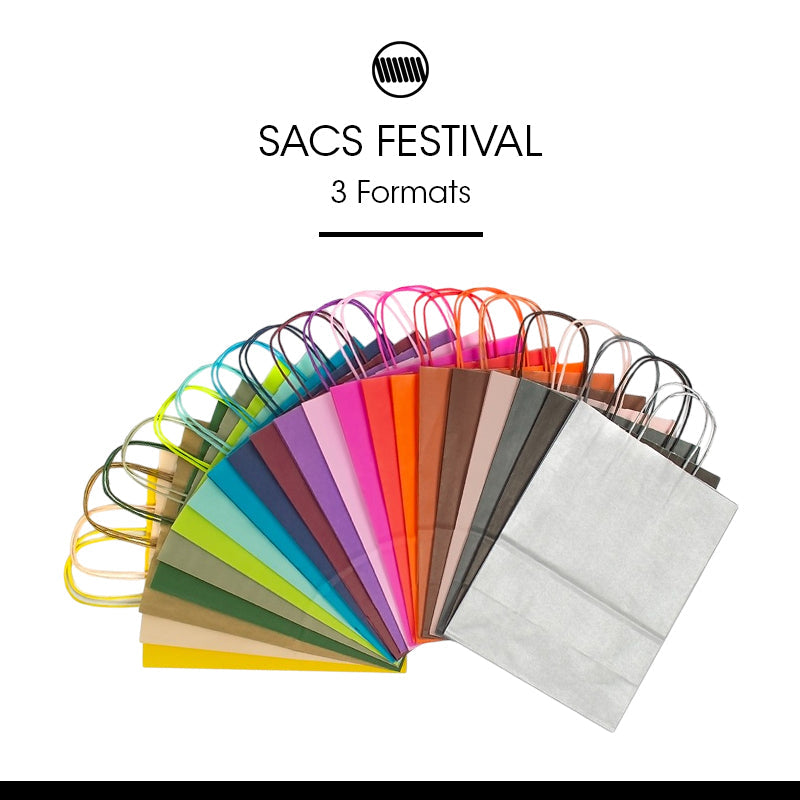Sac FESTIVAL IVOIRE | kraft blanc | poignées torsadées | 35+14x40cm | par 250