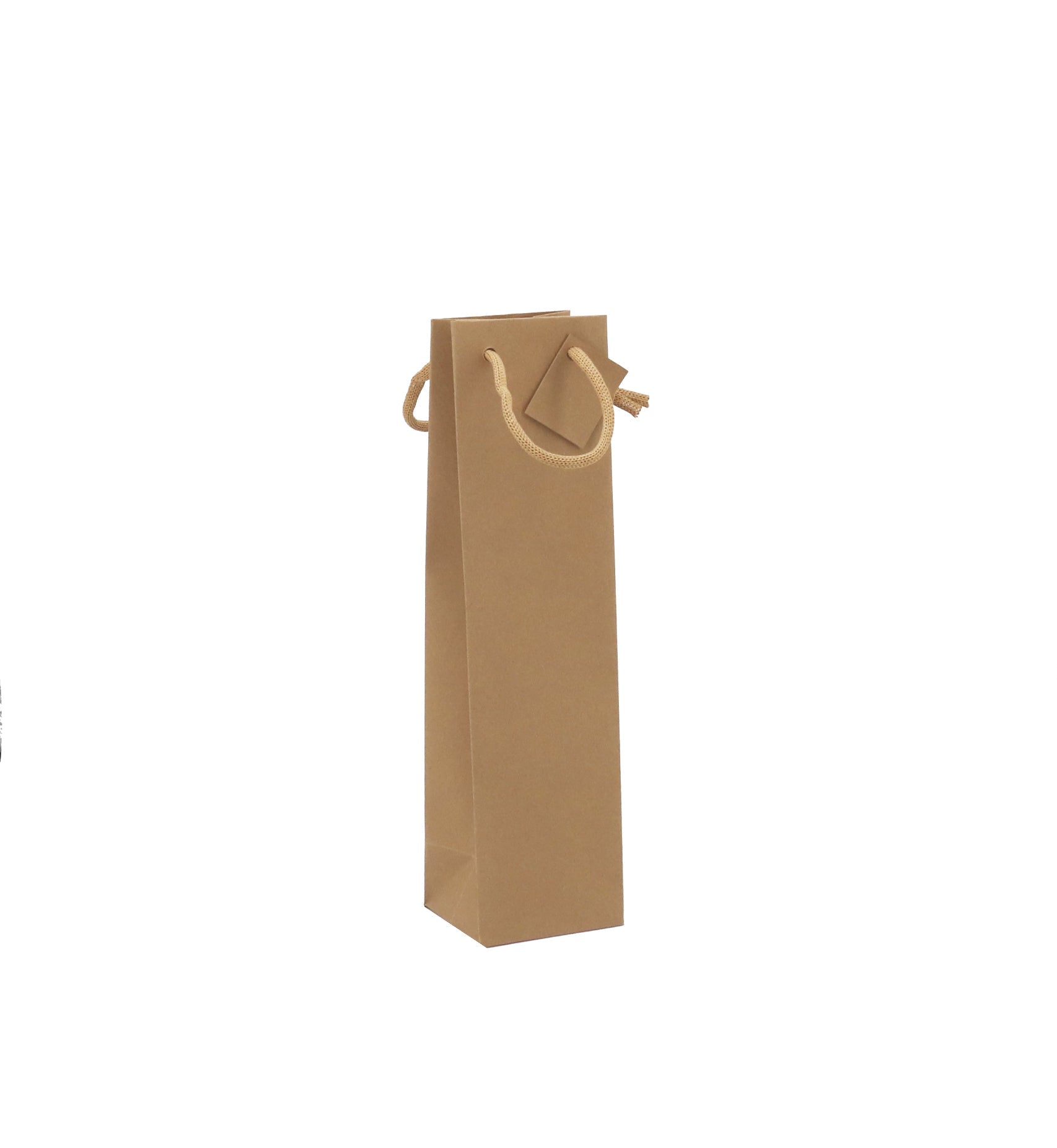 Sac 1 bouteille|kraft brun|poignées papier|10+9x38cm|par 200