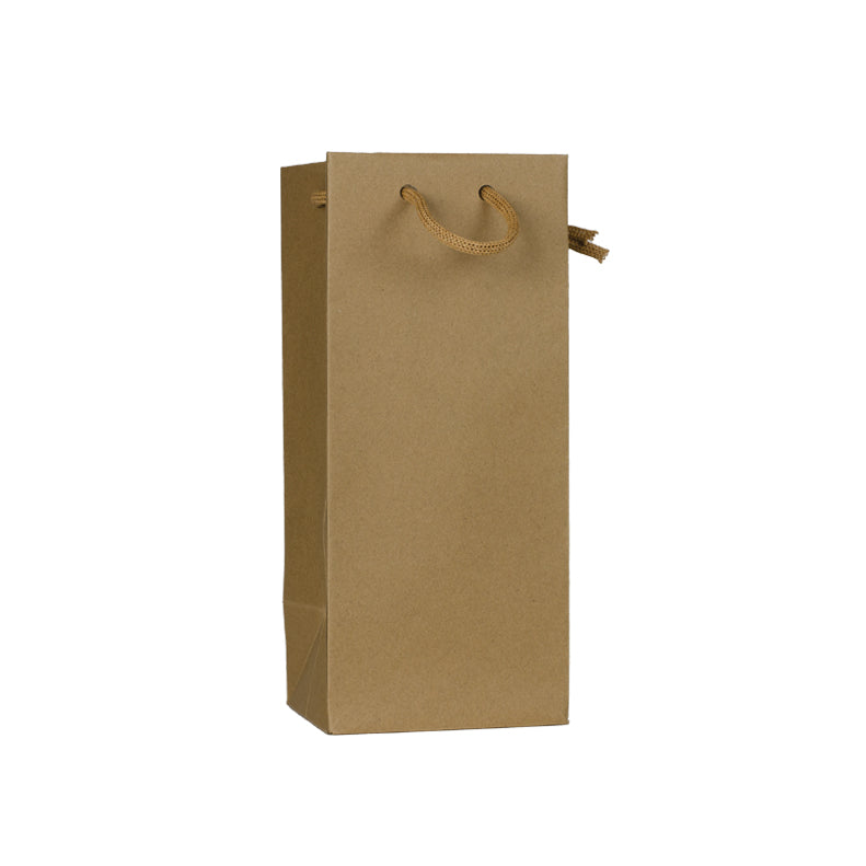 Sac 1 bouteille flacon|kraft brun|poignées papier|12x11x28cm|par 200