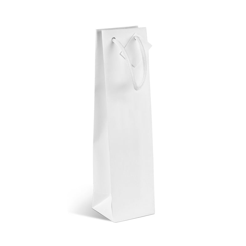 Sac 1 bouteille Natural White | kraft blanc | poignées papier | 10+9x38cm | par 200