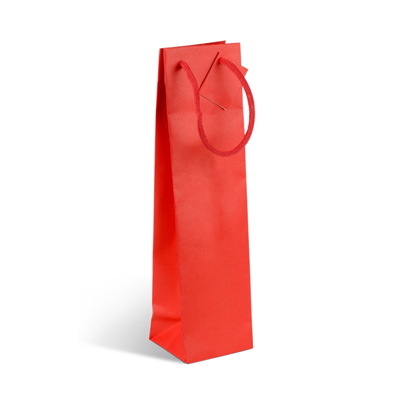 Sac 1 bouteille Natural Red|kraft rouge|poignées papier|10+9x38cm|par 200