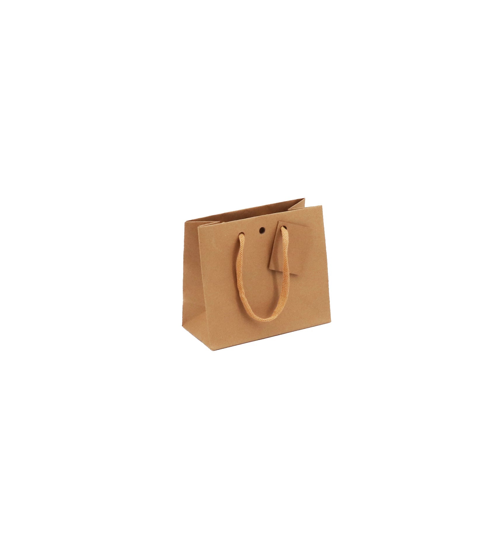 Sac luxe Small Horizontal | kraft brun | poignées papier | 16+8x14cm | par 240