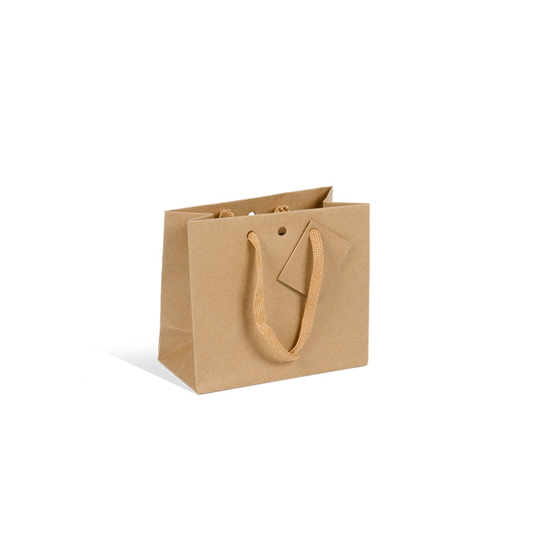 Luxury Small Horizontal Bag | Brown Kraft | Paper Handles | 16+8x14cm | Pack of 240