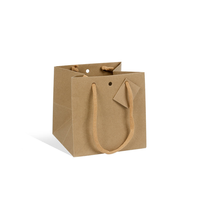 Luxury Cube Bag | Brown Kraft | Paper Handles | 18+17.5x18 | Pack of 100