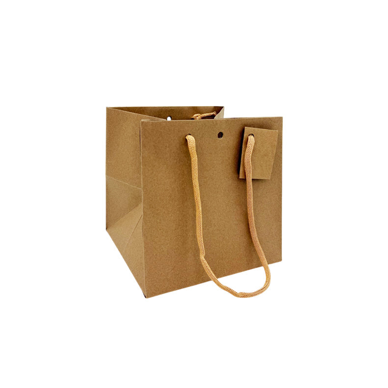 Sac luxe Cube | kraft brun | poignées papier | 18+17,5x18 | par 100