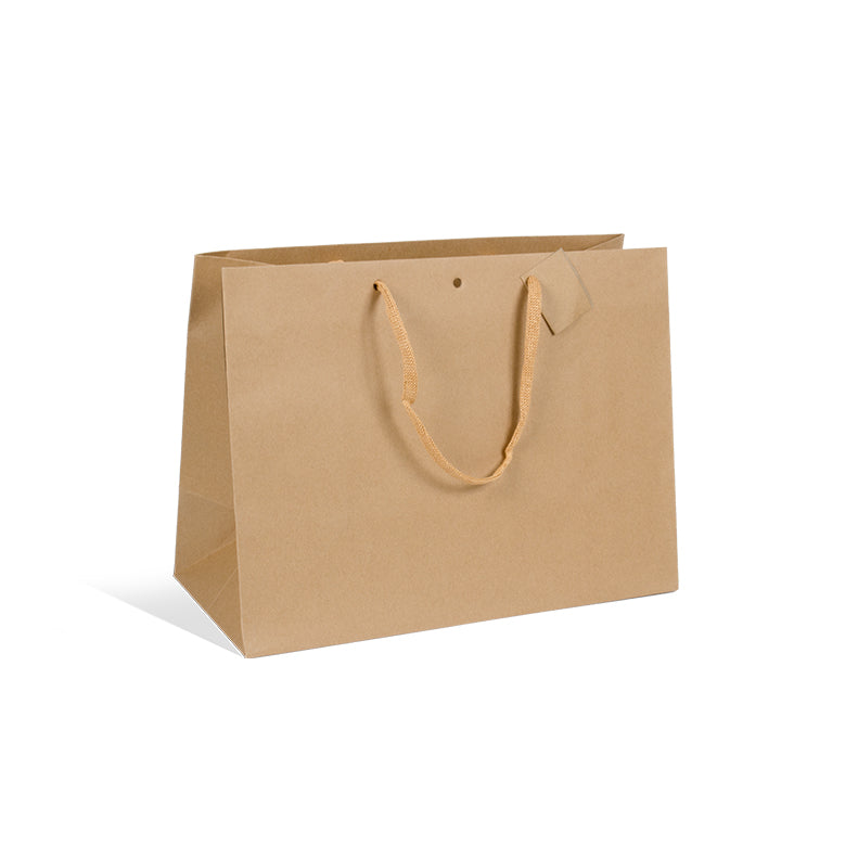 Luxury Middle Horizontal Bag | Brown Kraft | Paper Handles | 24+14x19.5cm | Pack of 120