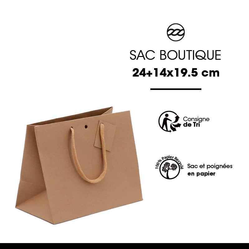Sac luxe Middle Horizontal | kraft brun | poignées papier | 24+14x19,5cm | par 120
