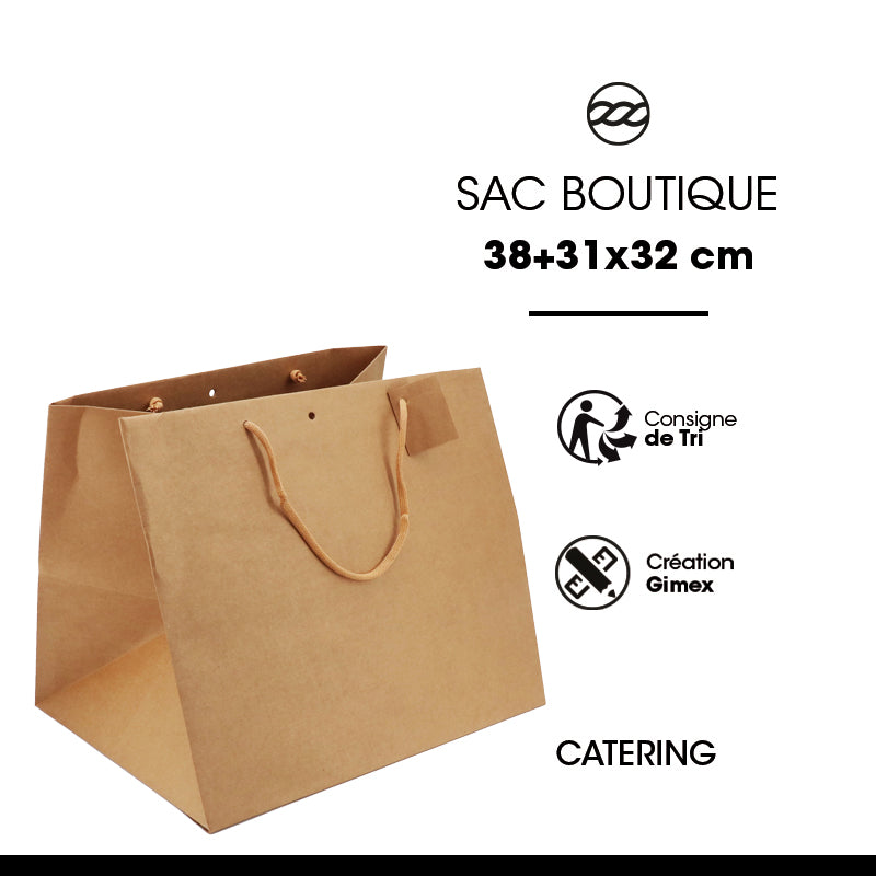 Sac luxe Catering | kraft brun | poignées papier | 38+31x32cm | par 50