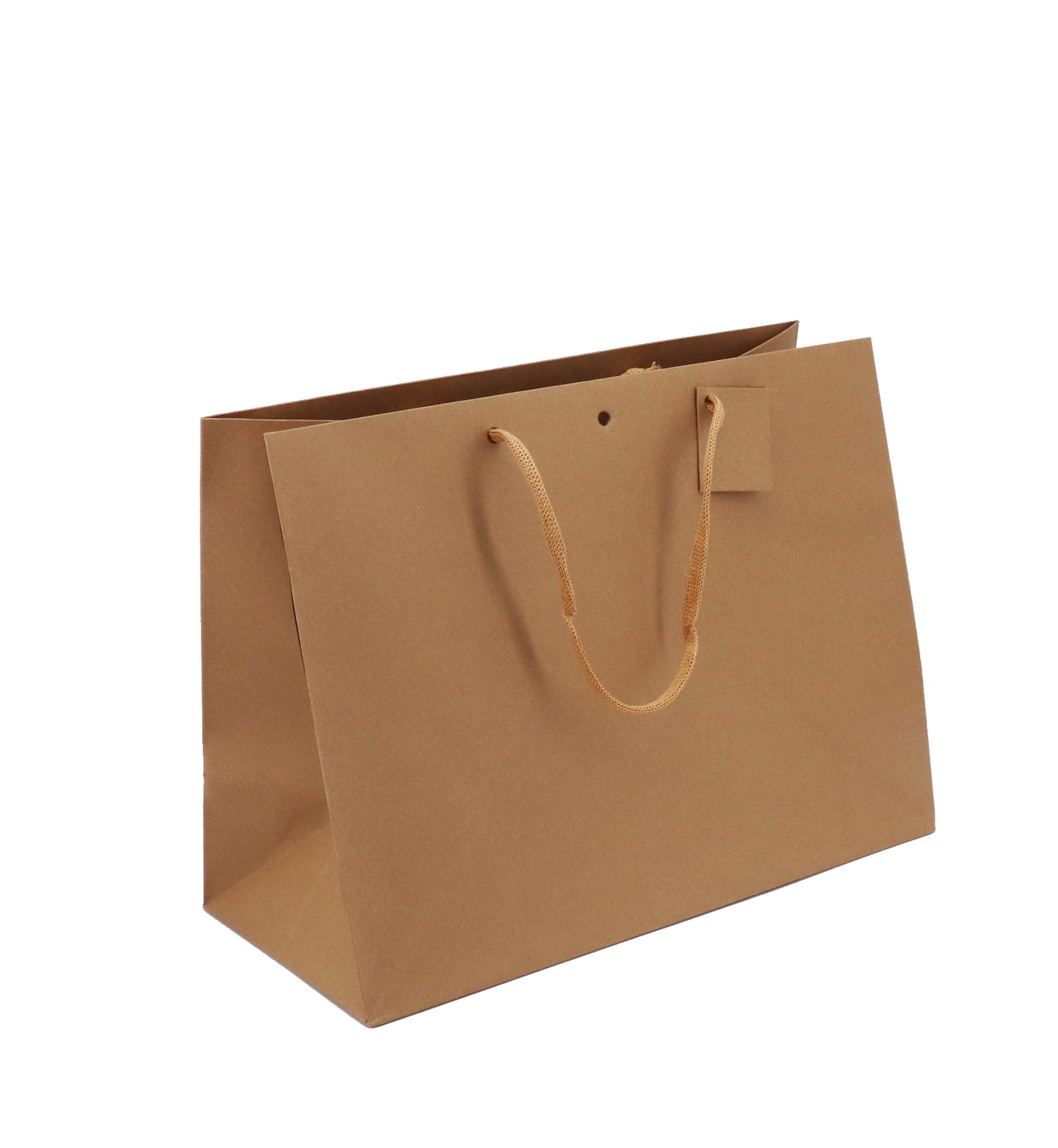 Sac luxe Large Horizontal | kraft brun | poignées papier | 39+18x29cm | par 60