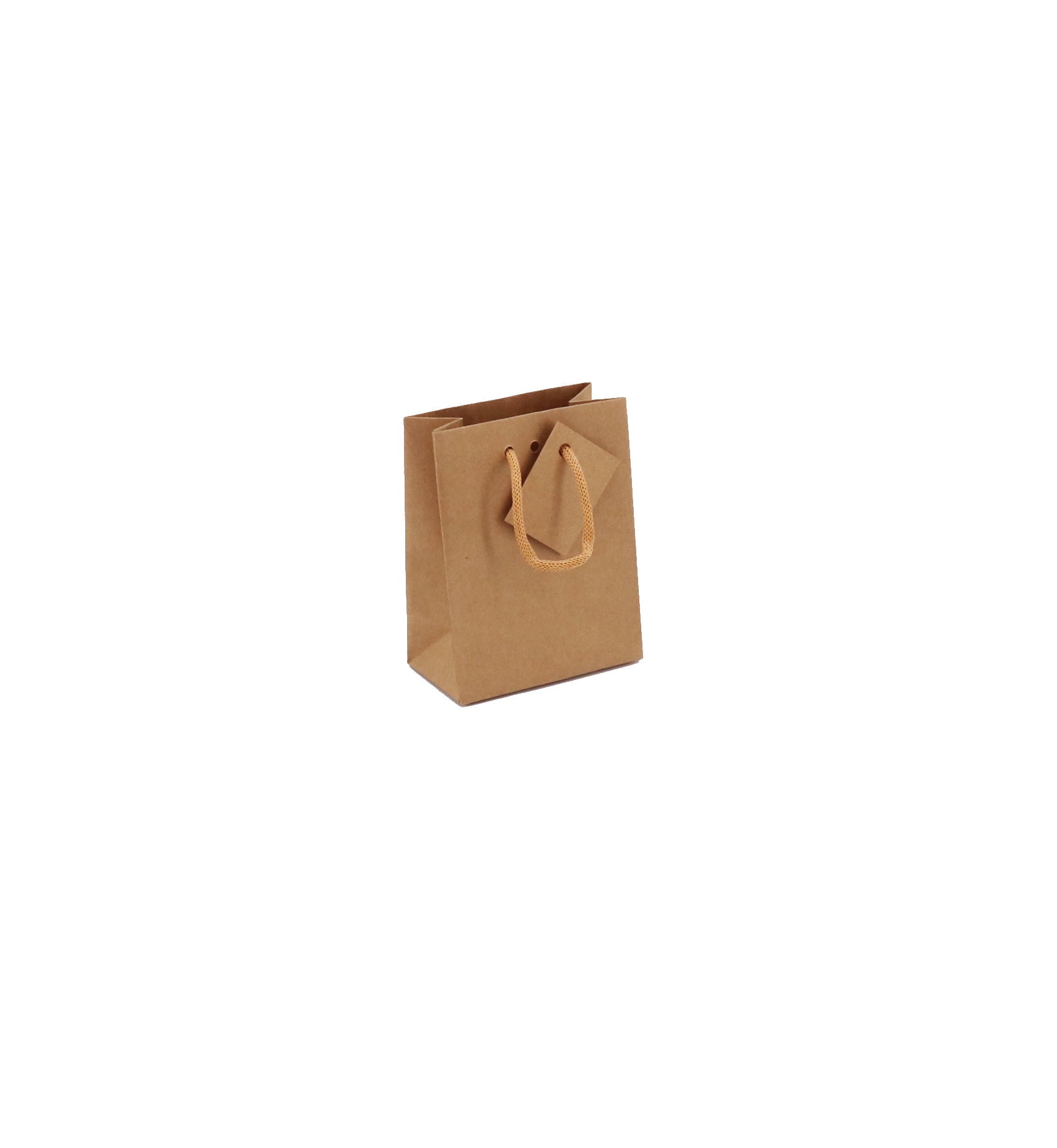 Sac luxe Small | kraft brun | poignées papier | 11,4+6,4x14,6cm | par 400