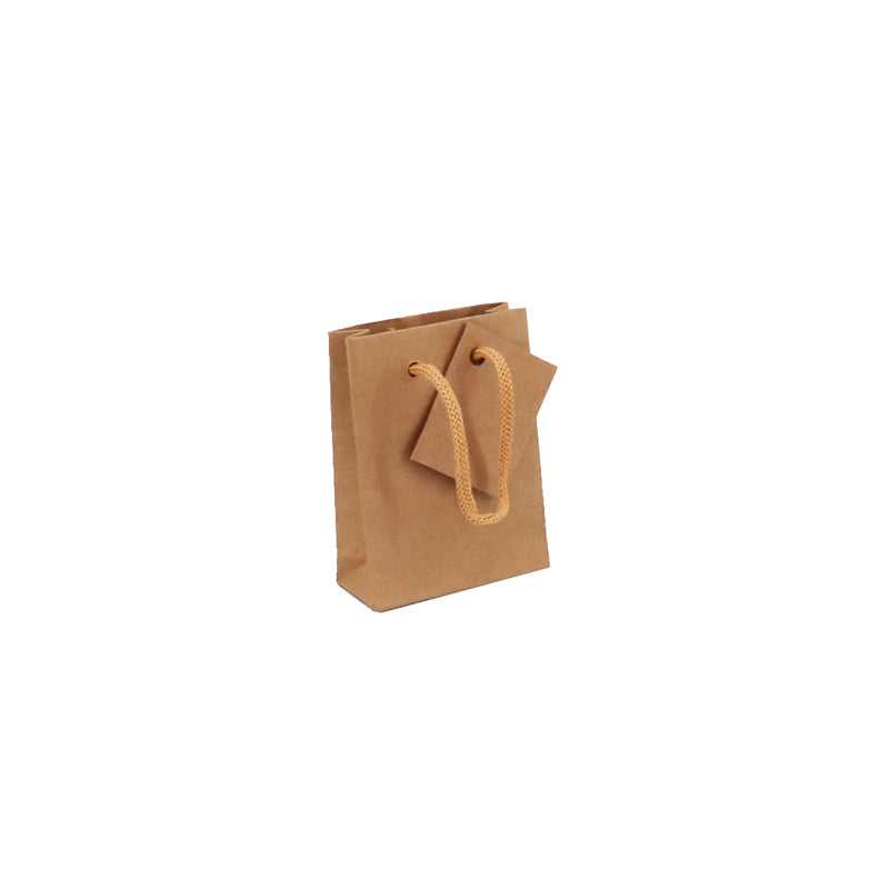 Sac luxe Extra Small | kraft brun | poignées papier | 8,1+3,3x10,8cm | par 500