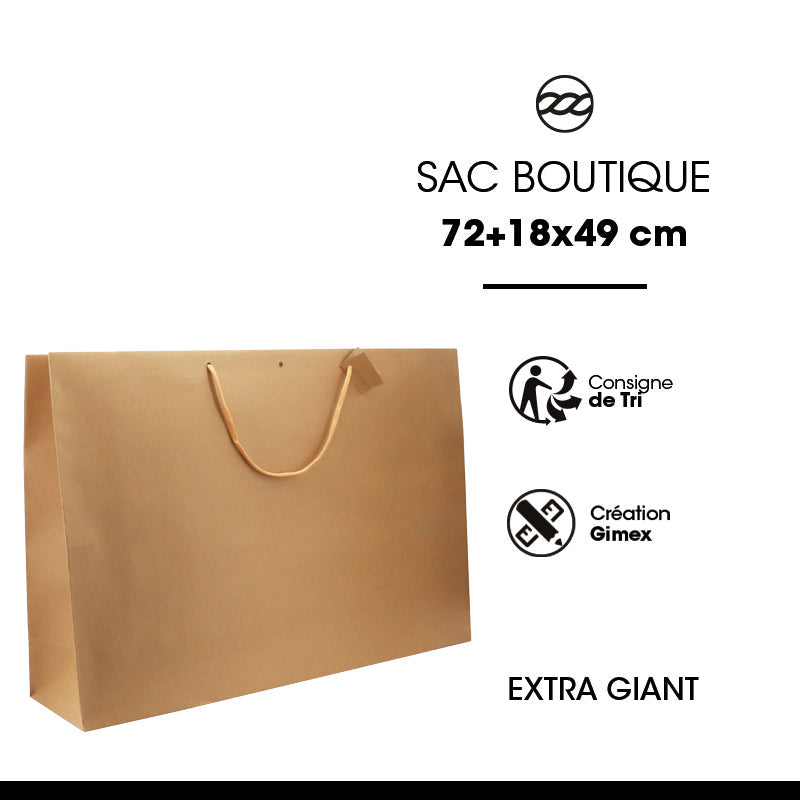Sac luxe Extra Giant | kraft brun | poignées papier | 72+18x49cm | par 30