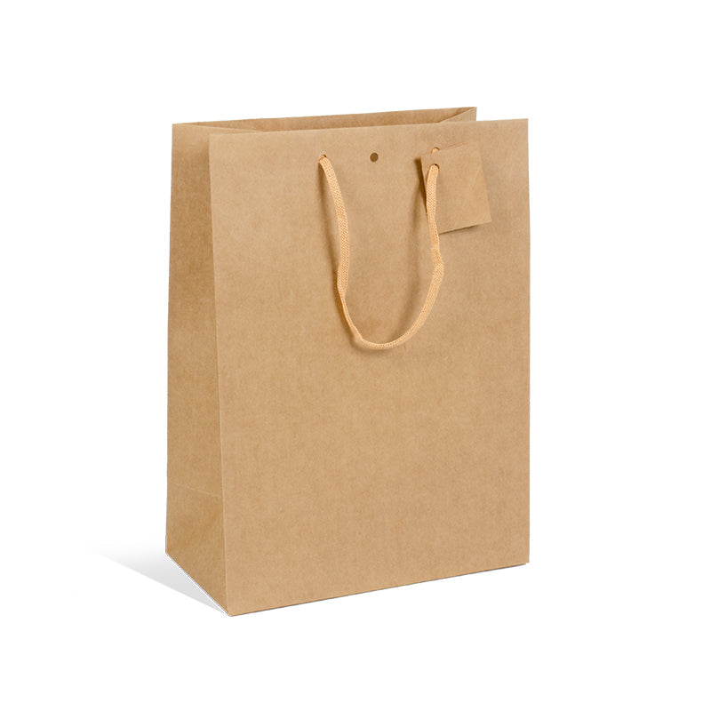 Sac luxe Classic|kraft brun|poignées papier|25+13x33cm|par 150