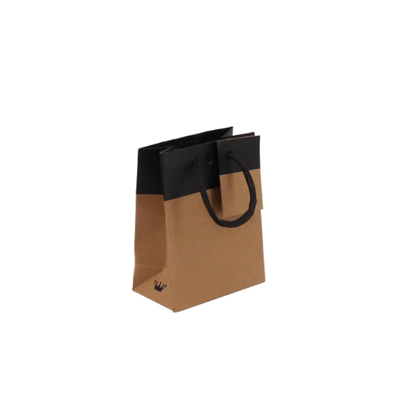 Luxury Line bag | brown and black kraft | paper handles | 18+10x22.7cm | 250