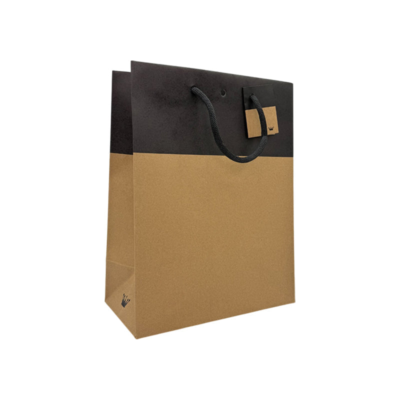 Sac luxe L'Exceptionnel Line  | kraft brun et noir | poignées papier | 25+13x33cm | par 150