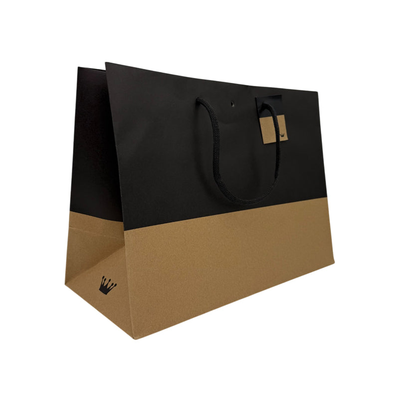 Sac luxe L'Exceptionnel Line  | kraft brun et noir | poignées papier | 39+18x29cm | par 60