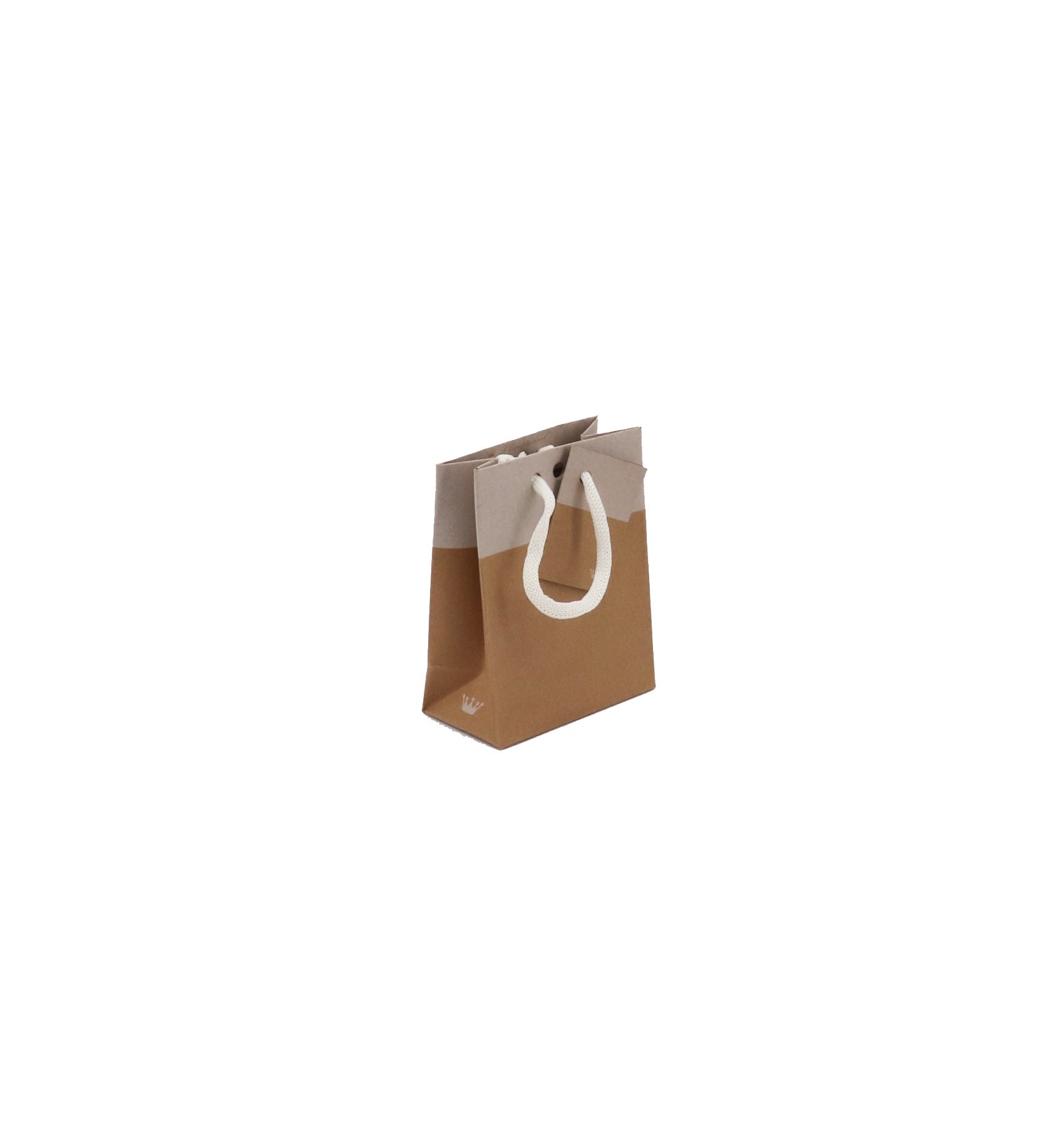Sac luxe L'Exceptionnel Line  | kraft brun et blanc | poignées papier | 11,4+6,4x14,6cm | par 300