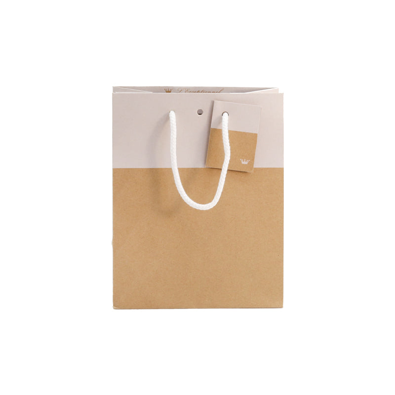 Luxury bag L'Exceptionnel Line | brown and white kraft | cord handles | 18+10x22.7cm x 250