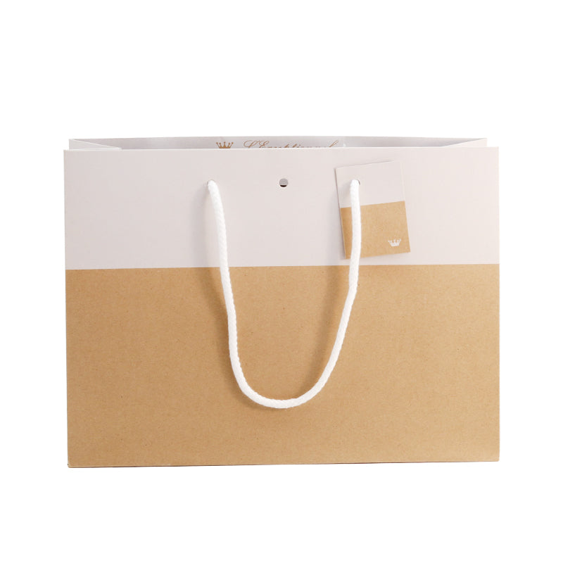 Sac luxe L'Exceptionnel Line  | kraft brun et blanc | poignées papier | 33+11,5x24cm | par 100