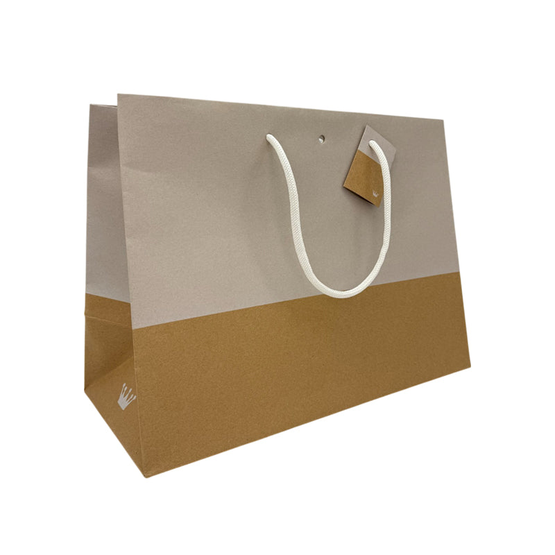 Sac luxe L'Exceptionnel Line  | kraft brun et blanc | poignées papier | 39+18x29cm | par 60