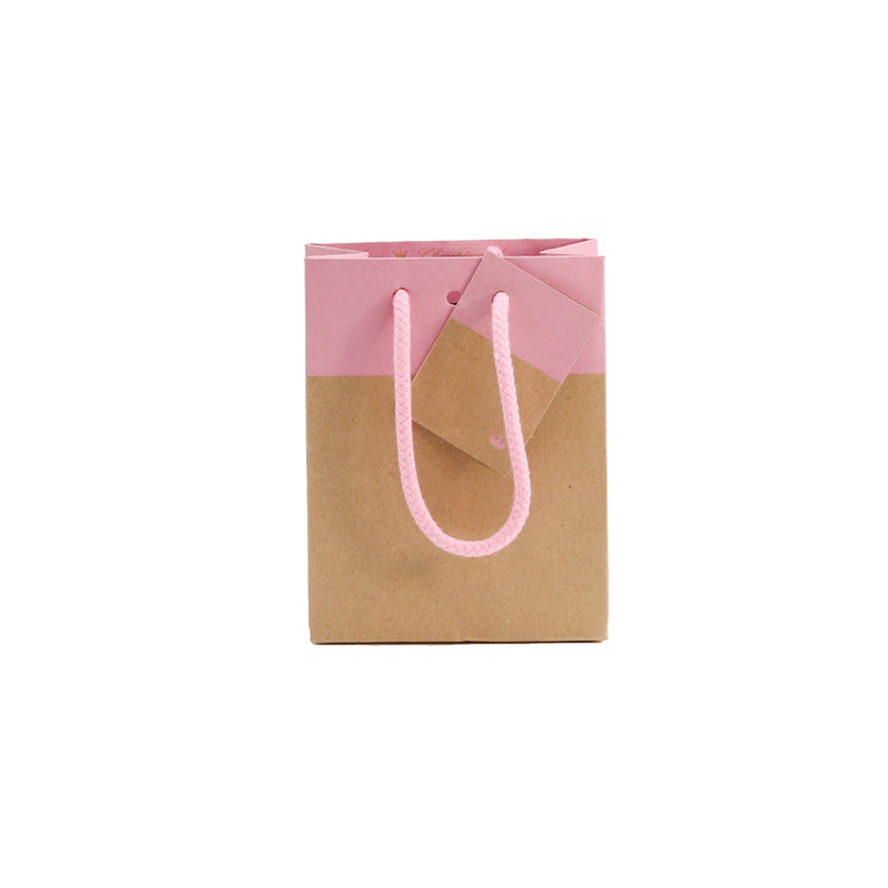 Luxury bag L'Exceptionnel Line | brown and pink kraft | cord handles | 11.4+6.4x14.6cm by 300