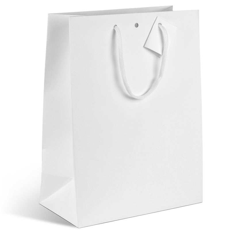 Luxury Natural White bag | white kraft | paper handles | 25+13x33cm x 200