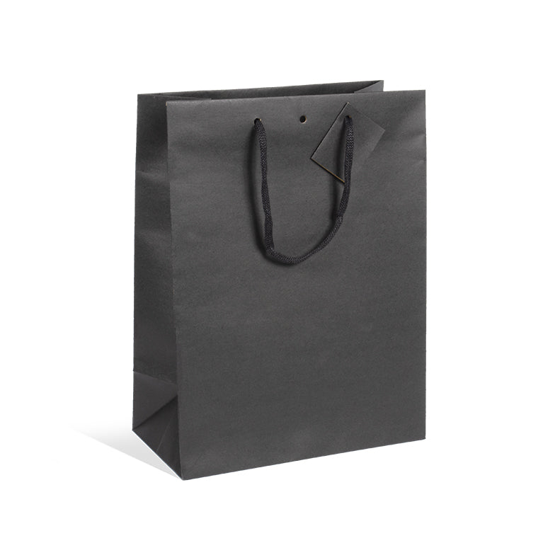 Classic luxury bag|black kraft|paper handles|25+13x33cm|pack of 150