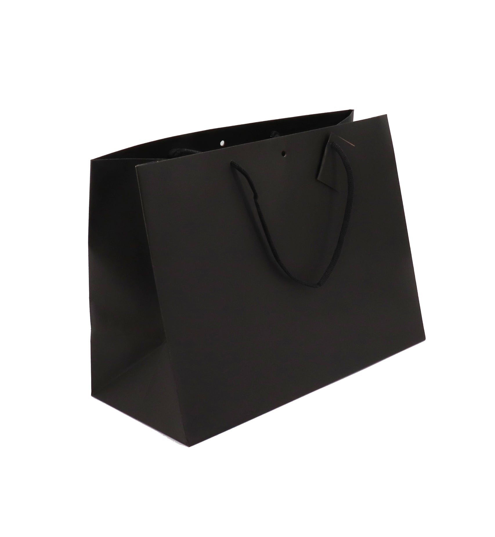 Sac luxe Large Horizontal | kraft noir | poignées papier | 39+18x29cm | par 60