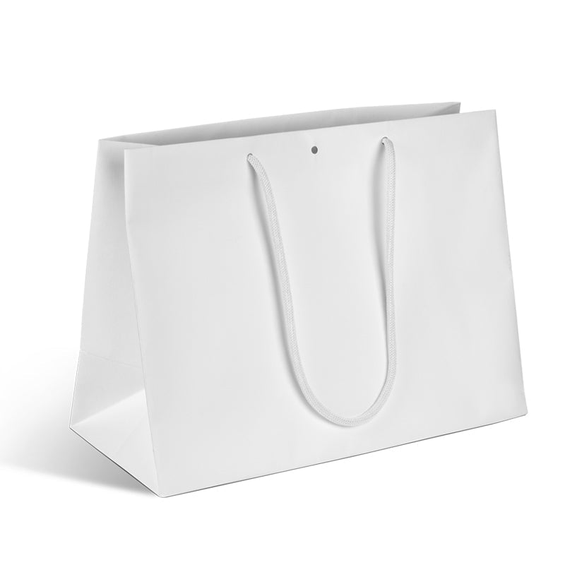 Luxury Natural White bag | white kraft | paper handles | 39+18x29cm per 100
