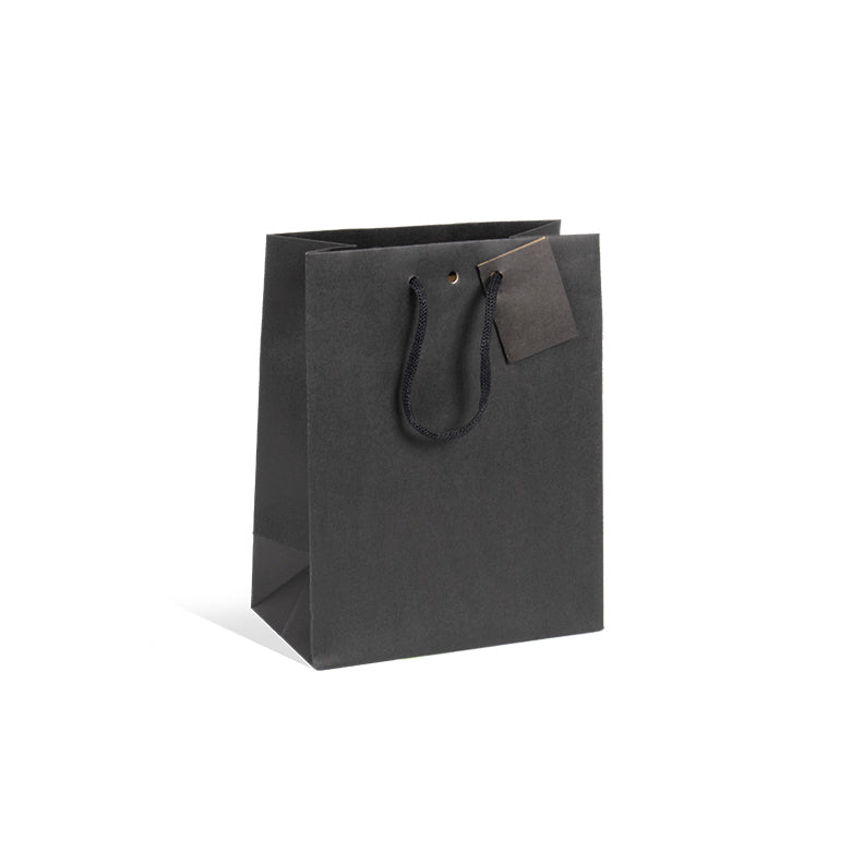 Luxury Middle bag|black kraft|paper handles|18+10x22.7cm|pack of 240