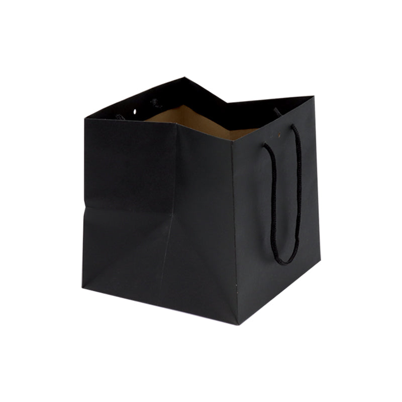 Sac luxe Middle Cube | kraft noir | poignées papier | 20+20x20cm | par 200