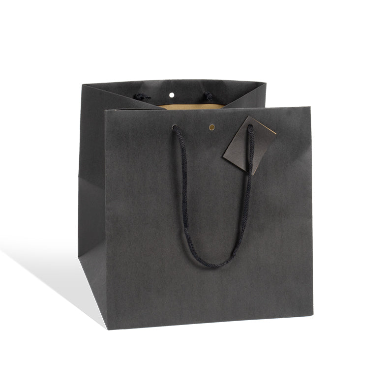 Sac luxe Grand Cube|krfat noir|poignées papier|26+26x26cm|par 120