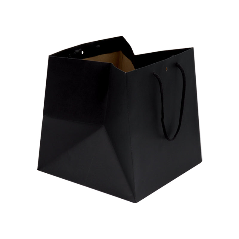 Sac luxe Grand Cube | krfat noir | poignées papier | 26+26x26cm | par 120